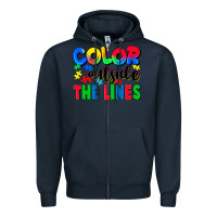 Navy Color outside the lines Zipper Hoodie - CowGirlArtShop