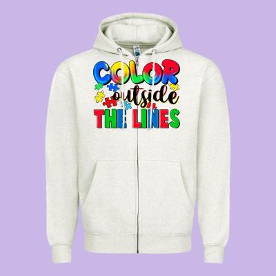 Color Outside The Lines Zipper Hoodie Designed By Cowgirlartshop