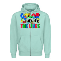 Seafoam Color outside the lines Zipper Hoodie - CowGirlArtShop