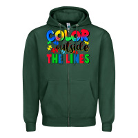 Sports Green Color outside the lines Zipper Hoodie - CowGirlArtShop
