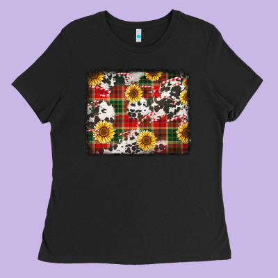 Cowhide Sunflowers Candy Canes Ladies Tee Designed By Jasminsmagicworld