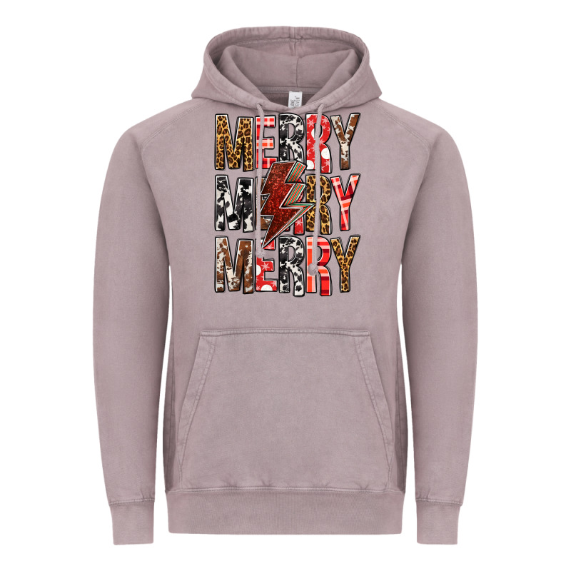 Merry Merry Merry Christmas Lightning Bolt Vintage Hoodie by BundleAndBundleShop | Teevron