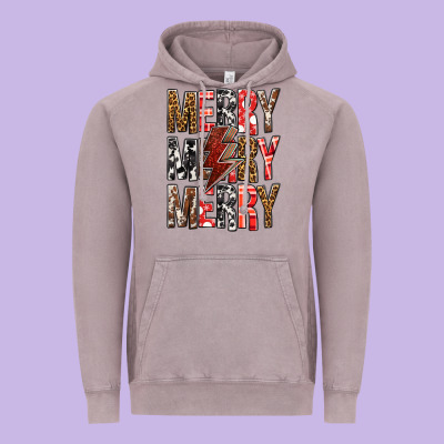 Merry Merry Merry Christmas Lightning Bolt Vintage Hoodie Designed By Bundleandbundleshop