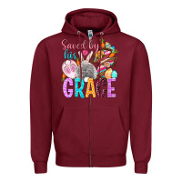 Burgundy Saved by his grace Easter Day Zipper Hoodie - HowdyJamesFarm
