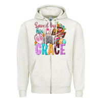 Oatmeal Heather Saved by his grace Easter Day Zipper Hoodie - HowdyJamesFarm
