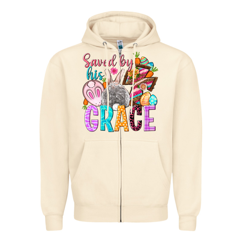 Saved By His Grace Easter Day Zipper Hoodie by HowdyJamesFarm | Teevron