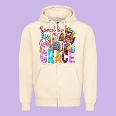 Saved By His Grace Easter Day Zipper Hoodie Designed By Howdyjamesfarm