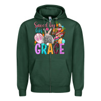 Sports Green Saved by his grace Easter Day Zipper Hoodie - HowdyJamesFarm