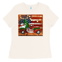 Bone christmas truck with american flag Ladies Tee - Jasminsmagicworld