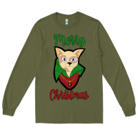 Army Green Merry Christmas Cat Long Sleeve Tee - Bettercallsaul