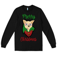 Black Merry Christmas Cat Long Sleeve Tee - Bettercallsaul