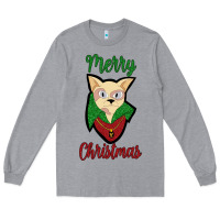 Heather Grey Merry Christmas Cat Long Sleeve Tee - Bettercallsaul