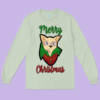 Merry Christmas Cat Long Sleeve Tee Designed By Bettercallsaul