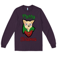 Plum Merry Christmas Cat Long Sleeve Tee - Bettercallsaul