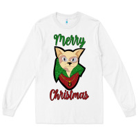 White Merry Christmas Cat Long Sleeve Tee - Bettercallsaul