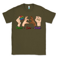 Army Green Peace Love Pride Classic Tee - BundleAndBundleShop