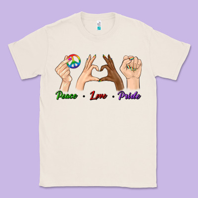 Peace Love Pride Classic Tee Designed By Bundleandbundleshop