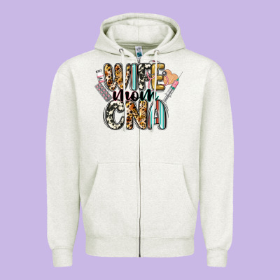 Wife Mom Cna Zipper Hoodie Designed By Cowgirlartshop
