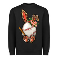 Black Baseball Easter Bunny Heavyweight Sweatshirt - NancyCooperArtShop