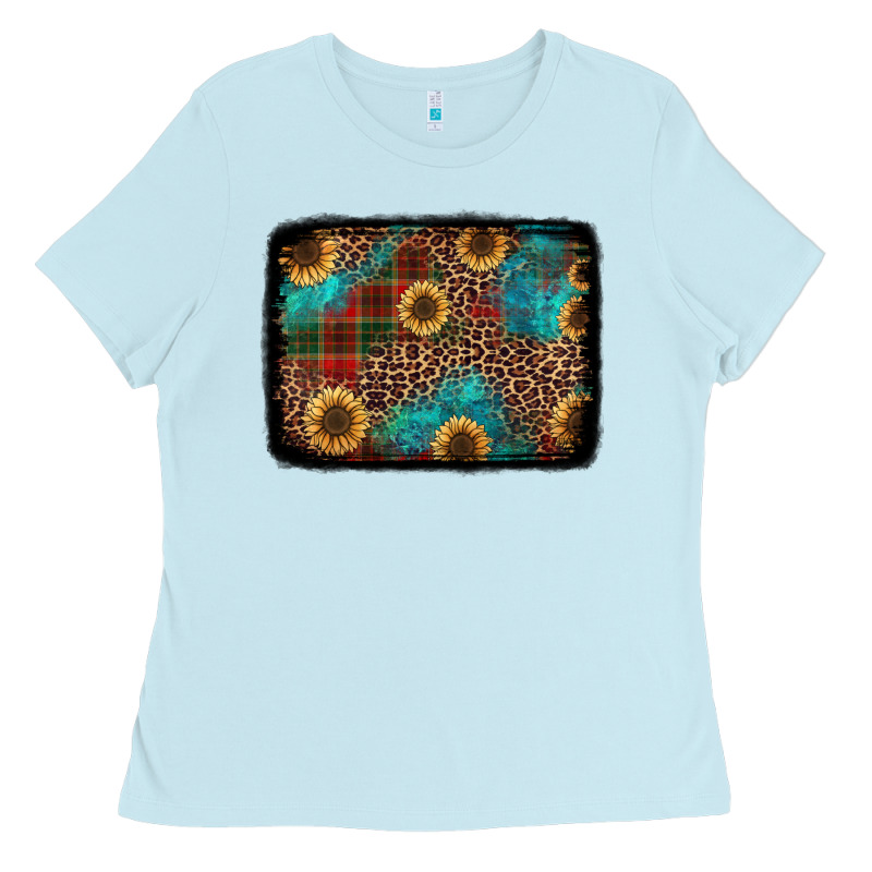 Christmas Sunflowers And Buffalo Plaid Background Ladies Tee by Jasminsmagicworld | Teevron