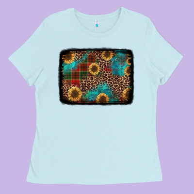 Christmas Sunflowers And Buffalo Plaid Background Ladies Tee Designed By Jasminsmagicworld