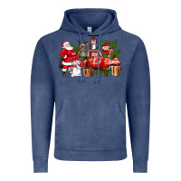 Vintage Denim Santa Snowman Reindeer Penguin Elf Christmas Truck Vintage Hoodie - BundleAndBundleShop