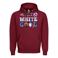 Burgundy Red white cool with gnomies 4th of july Zipper Hoodie - HowdyJamesFarm