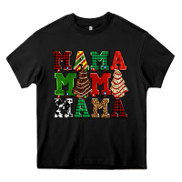 Black mama mama mama with christmas lights and christmas tree cakes Heavy Core Tee - AdoDesignShop