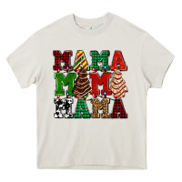 Cream mama mama mama with christmas lights and christmas tree cakes Heavy Core Tee - AdoDesignShop