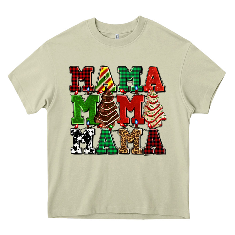 Mama Mama Mama With Christmas Lights And Christmas Tree Cakes Heavy Core Tee by AdoDesignShop | Teevron