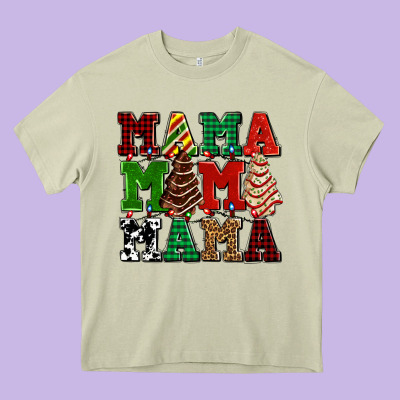 Mama Mama Mama With Christmas Lights And Christmas Tree Cakes Heavy Core Tee Designed By Adodesignshop