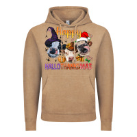 Vintage Coffee Happy Hallothanksmas Cows Vintage Hoodie - BundleAndBundleShop