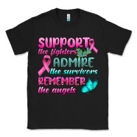 Black Support The Lighters Admire The Survivors Remember The Angels Classic Tee - BundleAndBundleShop
