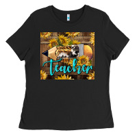 Black Western Teacher Pencil With Sunflowers Ladies Tee - LillyAllenDesigns