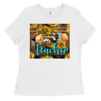 White Western Teacher Pencil With Sunflowers Ladies Tee - LillyAllenDesigns