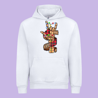 Merry Christmas Skeleton Hand Urban Hoodie Designed By Cowhidedigitalart