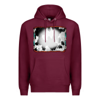 Burgundy Cowhide Background with Bleach Serape Frame Premium Hoodie - CowCowDesign