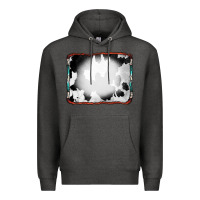 Charcoal Heather Cowhide Background with Bleach Serape Frame Premium Hoodie - CowCowDesign