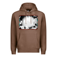 Chestnut Cowhide Background with Bleach Serape Frame Premium Hoodie - CowCowDesign
