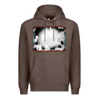 Coffee Cowhide Background with Bleach Serape Frame Premium Hoodie - CowCowDesign