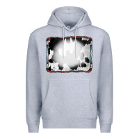 Heather Grey Cowhide Background with Bleach Serape Frame Premium Hoodie - CowCowDesign