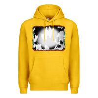 Lemon Cowhide Background with Bleach Serape Frame Premium Hoodie - CowCowDesign