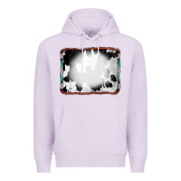 Lilac Cowhide Background with Bleach Serape Frame Premium Hoodie - CowCowDesign