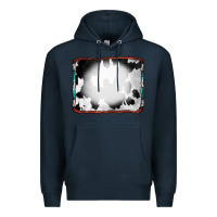 Navy Cowhide Background with Bleach Serape Frame Premium Hoodie - CowCowDesign