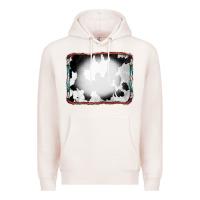 Pale Pink Cowhide Background with Bleach Serape Frame Premium Hoodie - CowCowDesign
