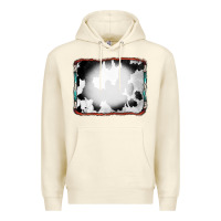 Sandshell Cowhide Background with Bleach Serape Frame Premium Hoodie - CowCowDesign