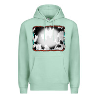 Seafoam Cowhide Background with Bleach Serape Frame Premium Hoodie - CowCowDesign