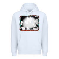 White Cowhide Background with Bleach Serape Frame Premium Hoodie - CowCowDesign