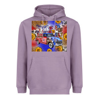 Lavender Fourth Of July Sunflowers Truck Heavyweight Hoodie - FaDigitalArtStudio