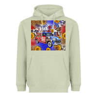 Matcha Fourth Of July Sunflowers Truck Heavyweight Hoodie - FaDigitalArtStudio